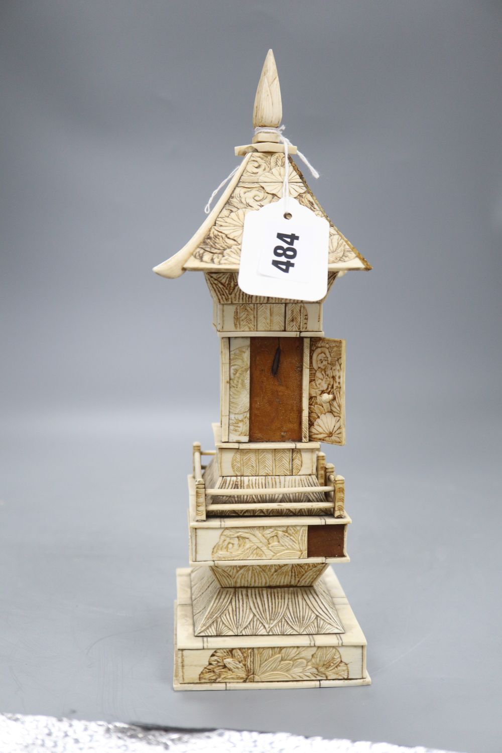A carved ivory pergoda, height 29cm